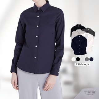 เสื้อเชิ้ตผู้หญิง แขนยาว สีกรม TFB Workwear