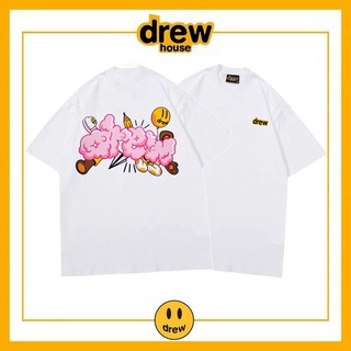 แฟชั่น เสื้อยืดแขนสั้น ผ้าฝ้าย ทรงหลวม พิมพ์ลายตัวอักษร Drew House Justin Bieber สําหรับผู้ชาย และผู้หญิง