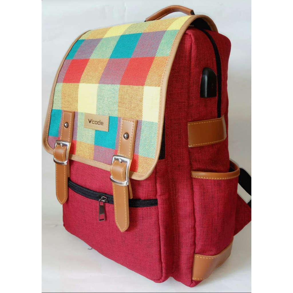 Evanurita Vcode RVB USB กระเป๋าเป้สะพายหลังคุณภาพสูงแฟชั่น Unisex