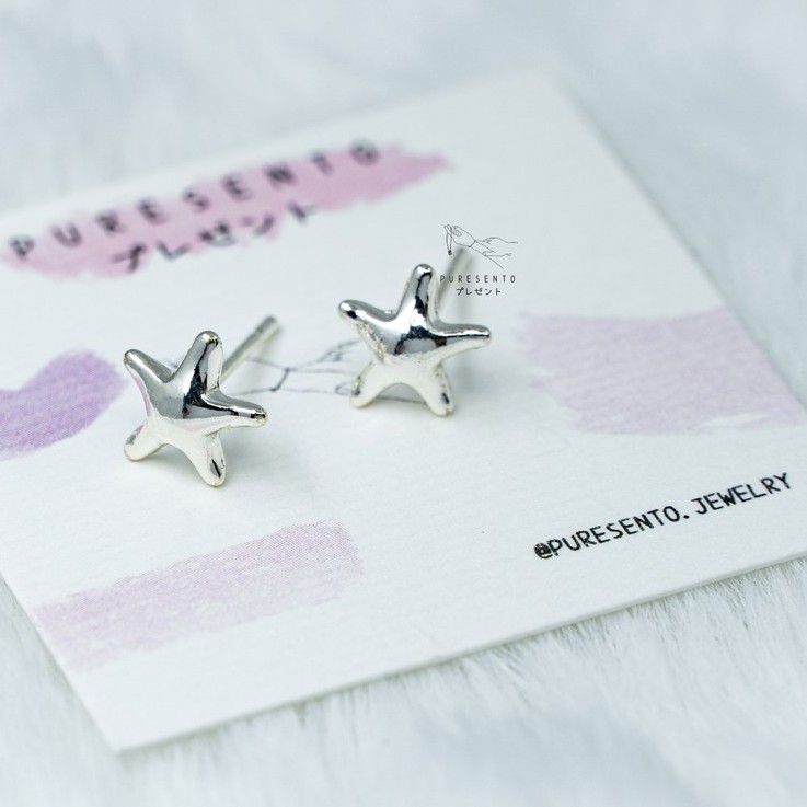 ต่างหูเงินแท้92.5% พร้อมส่ง ลายปลาดาว🐟🌟ต่างหูเงินแท้92.5%