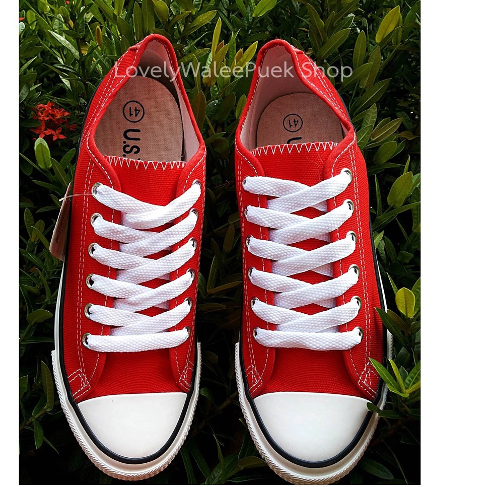 รองเท้าผ้าใบGold City-1207 สีแดงSize 35 - 45ใส่ทนพื้นนุ่ม