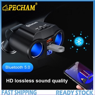 PECHAM ใหม่ เครื่องส่งสัญญาณ FM เครื่องเล่น MP3 บลูทูธ USB สําหรับรถยนต์ ที่จุดบุหรี่