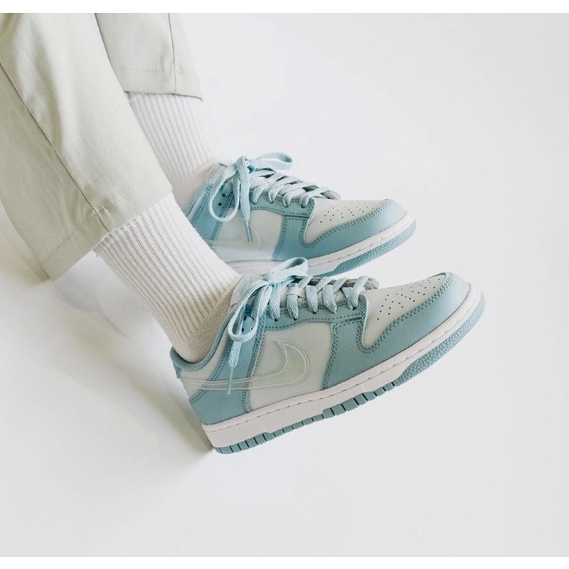 nike dunk low aura clear blue swoosh