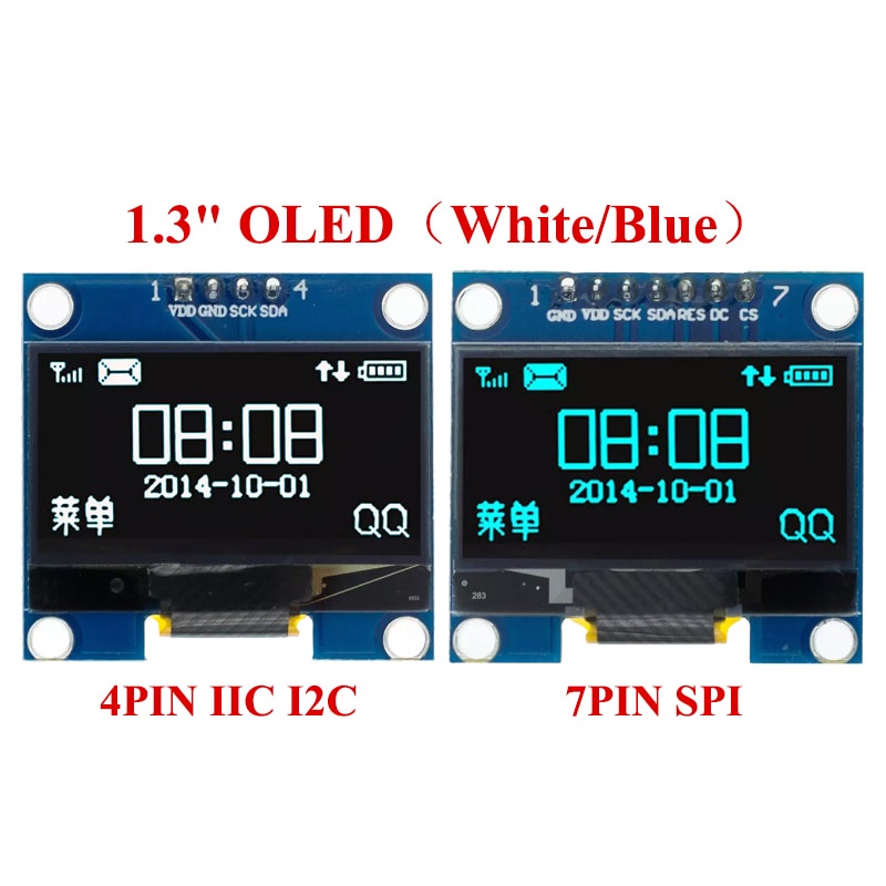 โมดูลจอแสดงผล OLED 1.3 นิ้ว 128X64SPI IIC I2C 1.3 นิ้ว OLE สีขาว สีฟ้า