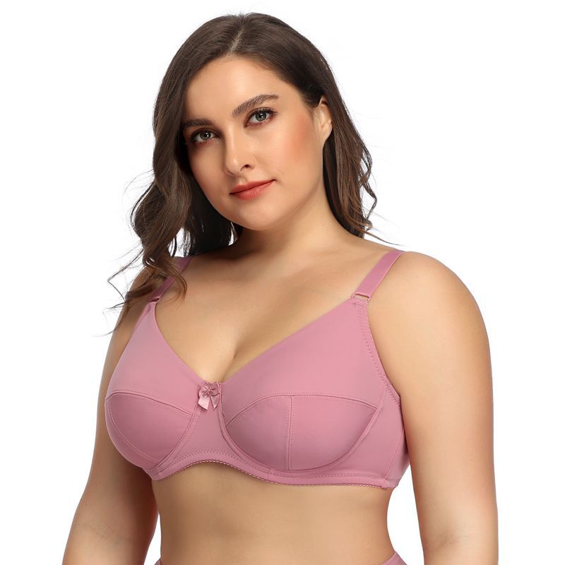 36D-52F แผ่นบางพิเศษสีทึบ Full Cup Plus Size Bra