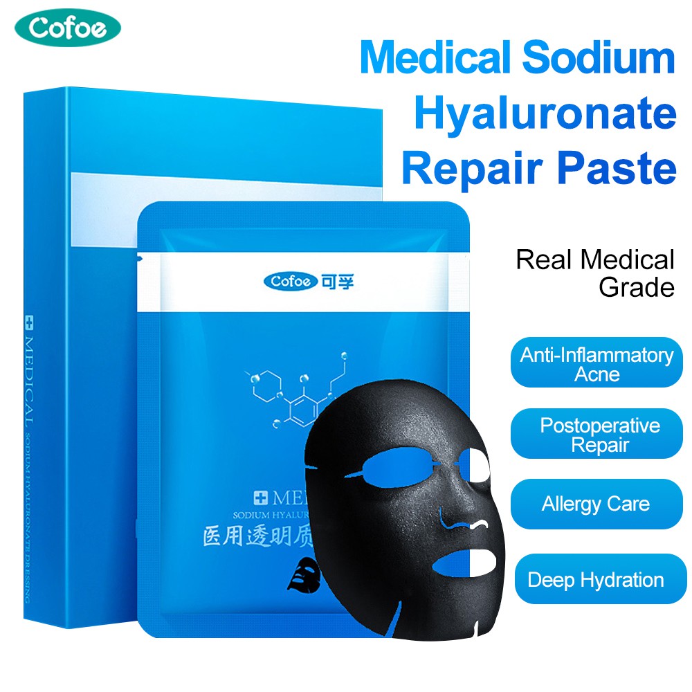 Cofoe 5pcs Medical Beauty Skincare Black Face Mask Sterile Acne Moisturizing Anti-inflammatory Anti-