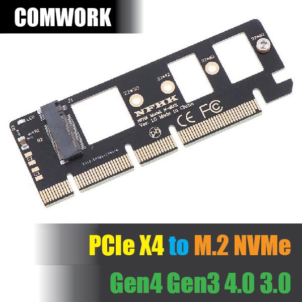 การ์ด PCIe X4 to M.2 NVMe Gen4 Gen3 4.0 3.0 ADAPTER M2 SSD HARDDISK ฮาร์ดดิสก์ M KEY COMWORK NUkP