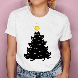 เสื้อยืดคริสต์มาส  T- Cat  Pet Cute  Cartoon Tees  Happy Christmas Winter Tops Tshirt Holiday xmas