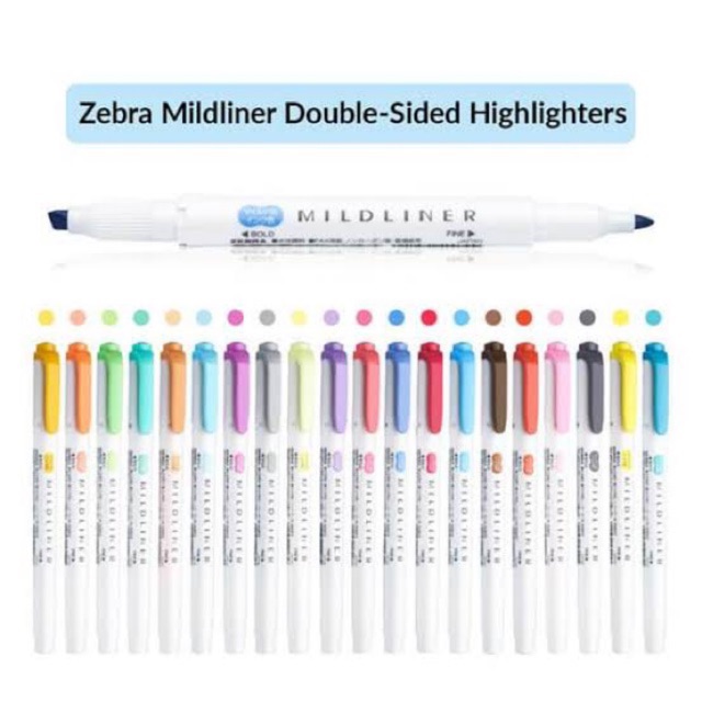 Zebra mildliner I ปากกาไฮไลท์ข้อความแยกขายด้ามเดี่ยวมีให้เลือก 20 สี