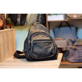 Leather Bag code : LB003 กระเป๋าคาดอกหนัง งานแฮนด์เมด สีดำ