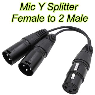 ***พร้อมส่งในไทย***สายเคเบิ้ล3 Pin Xlr Female Jack To Dual 2 Male ปลั๊กตัวเมีย Y Splitter 1ฟุต