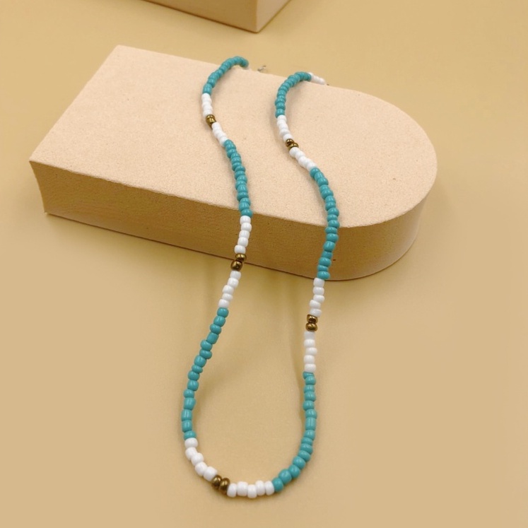 สร้อยคอ สร้อยคอลูกปัด โทนสีทะเล สไตล์เกาหลี ไอเทมไปทะเล สุดเก๋ - รูปที่ 4