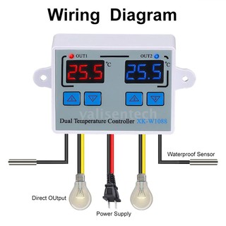 เครื่องควบคุมอุณหภูมิดิจิตอลแบบ dual thermostat สําหรับเครื่องบ่มเพาะทําความร้อน xk - w 1088 a