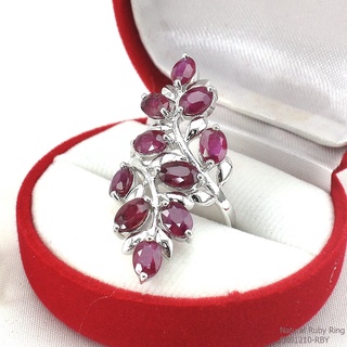 SKJewelryFactory แหวนใบมะกอกใหญ่ แหวนเงินแท้ 92.5% ฝังพลอยทับทิมแท้ ER01210-RBY