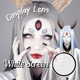 ส่งไวจากไทย คอนแทคเลนส์คอสเพลย์ White Screen ตาข่ายขาวตัดขอบดำ Kaguya | Hyuuga รายปี