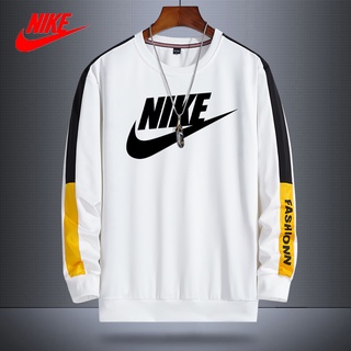 Nike เสื้อกันหนาวลําลอง คอกลม พิมพ์ลายโลโก้ ขนาดใหญ่ หลากสี สําหรับผู้ชาย