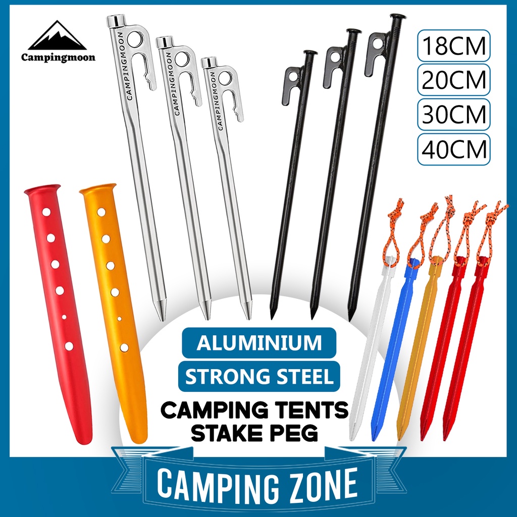 Campingmoon อลูมิเนียมเต็นท์ Peg เล็บ Pancang Khemah Camping Peg Stake เต็นท์เล็บทราย Peg Flysheet P