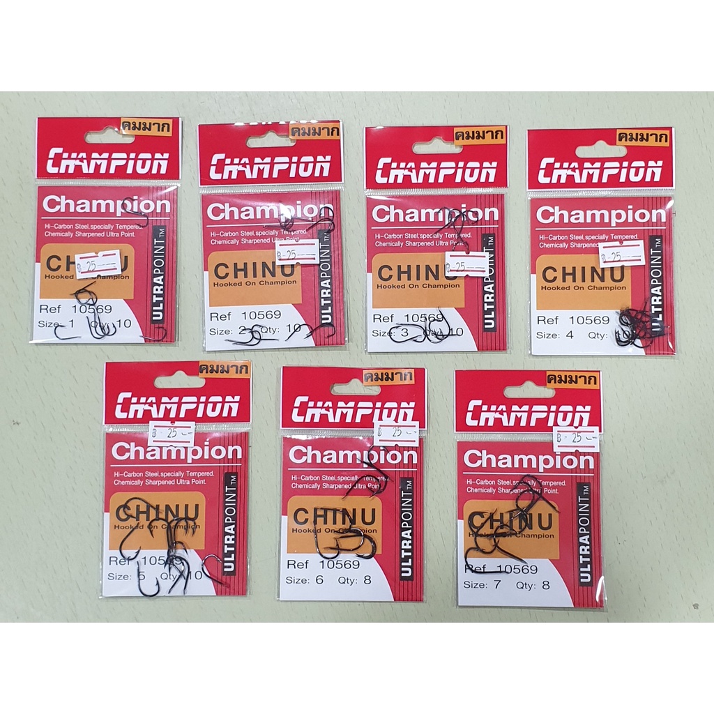 เบ็ดซอง chinu champion 10569 ก้านแบน ultra point # 1-2-3-4-5-6-7-8 คมมาก hi-carbon steel