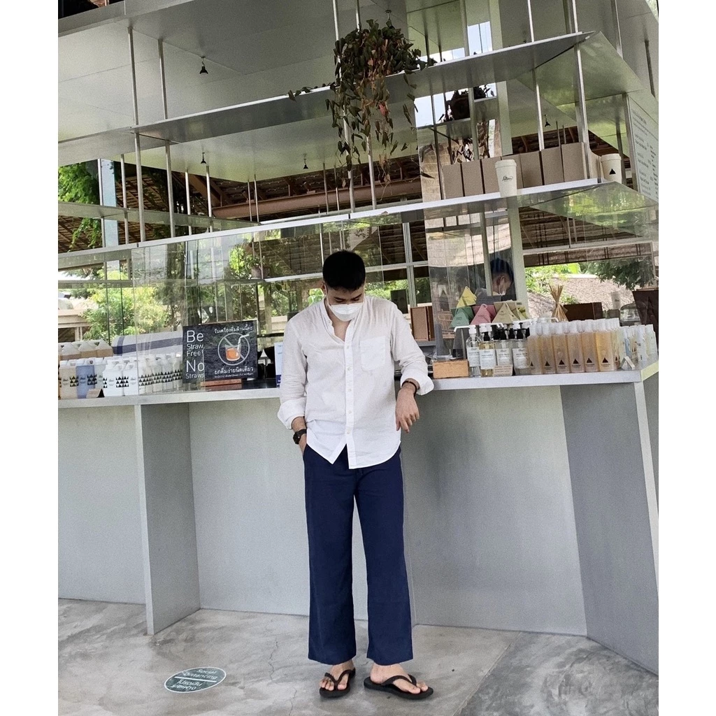 กางเกงขายาวผู้ชายผ้าลินินผสมเอวยืดสินค้า✅พร้อมส่ง✅ไม่ต้องรอพรี🧸🩳