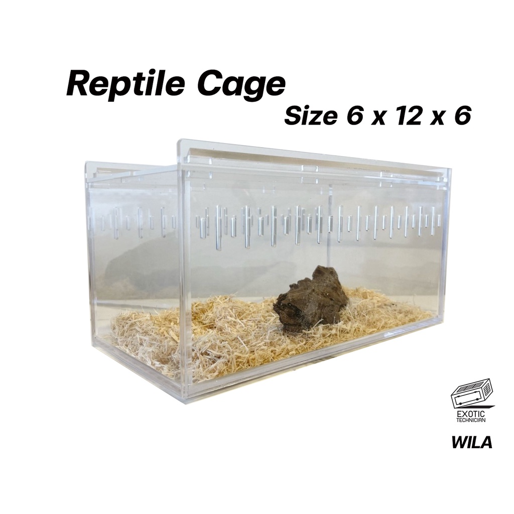 กรงสัตว์เลื้อยคลาน ขนาด 6 x 12 x 6 นิ้ว กรงงู กรงอะคริลิค รุ่นฝาสไลด์บน Reptile Cage By Exotic Techn
