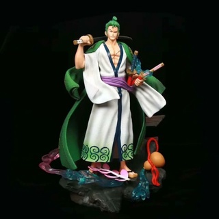 One Piece GK Zoro สามดาบสไตล์ Wano Kuni Phantom Kimono Zoro กล่องอะนิเมะ Figure