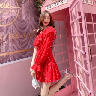 New💕FLAT2112 FT600 : HEART CHUU DRESS สีแดง size M ของใหม่