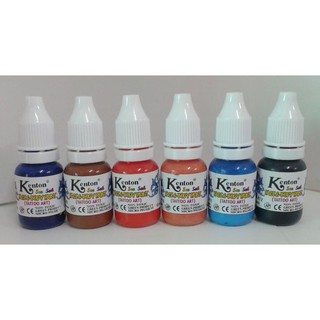 สีสัก เคนตั้น Tattoo Ink ชุดรวมสี 2 ขนาด10ml. 6 ขวด