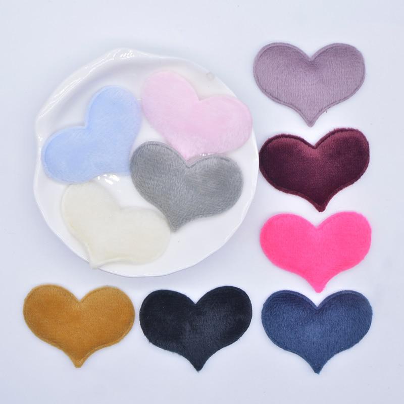 50 ชิ้น 40*30 มิลลิเมตรเบาะ Plush Heart Applique สําหรับ DIY Headwear กิ๊บติดผมโบว์อุปกรณ์เสริม Handmade เสื้อผ้าหมวกรองเท้า Decor