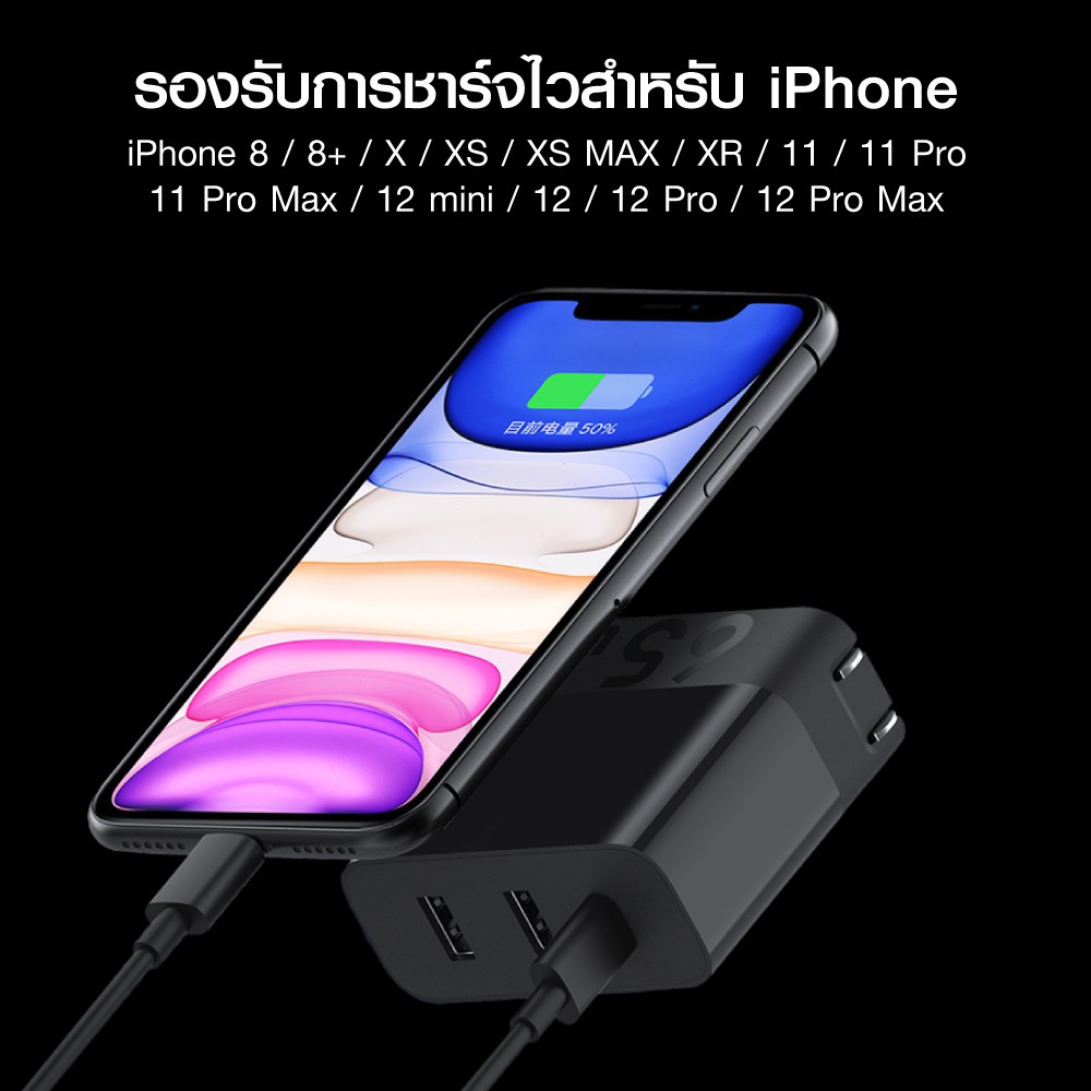 ❁♂[594บ.โค้ดBBDO2TRD] Zmi HA835 / AL308E หัวชาร์จ 65W 3พอร์ตชาร์จ (1 Type-C / 2 USB-A) -2Y