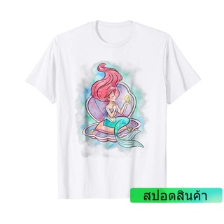 ROUND คอลูกเรือเสื้อยืดลำลองราคาระเบิดเสื้อยืด ผ้าฝ้าย พิมพ์ลาย Little Mermaid Ariel In Shell สําหรับผู้ชาย DGDS61932S-3