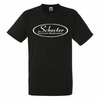 เสื้อผ้าผชเสื้อยืด พิมพ์ลายโลโก้วงร็อค Schecter Guitar Reasarch สีดํา สําหรับผู้ชายS-5XL