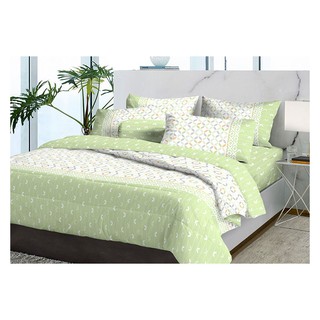 ชุดผ้าปูที่นอน 5 ฟุต 5 ชิ้น HAPPY GREEN BED SHEET SET 5FT 5 PCS HAPPY GREEN