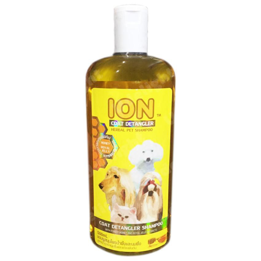 แชมพูสมุนไพรน้ำผึ้งและนมผึ้ง สำหรับสุนัข สูตรบำรุงขนนุ่มลื่นและแก้ขนพันกัน 500มล.(1ขวด)Ion All-Natur