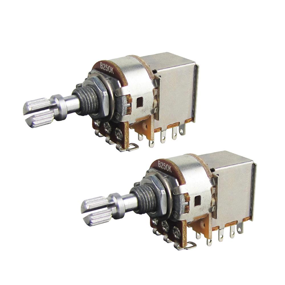 Fleor โพเทนชิโอมิเตอร์ เพลาดึง 250K 500K สําหรับกีตาร์ เบส 2 ชิ้น