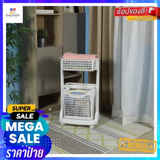 ตะกร้าผ้าเหลี่ยมมีล้อ2 ชั้น API 1020 ขาวLAUNDRY BASKET API 1020 WHITE