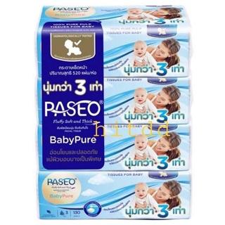 กระดาษเช็ดหน้าPaseo baby Pure ห่อ130แผ่น×4ห่อ