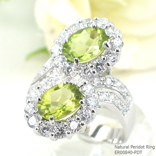 SKJewelryfactory แหวนพลอยคู่ พลอยเพอริดอทแท้ สไตล์หรูหรา ER00840-PDT