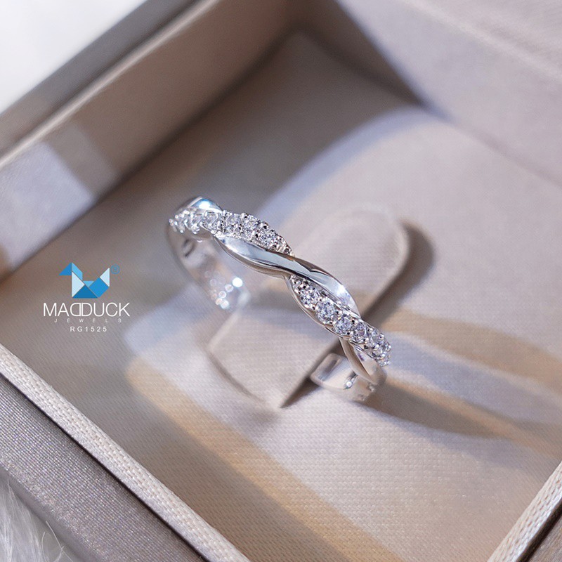 Madduckjewels แหวนเงินแท้ เพชร CZ ชุบโรเดียม RG1525
