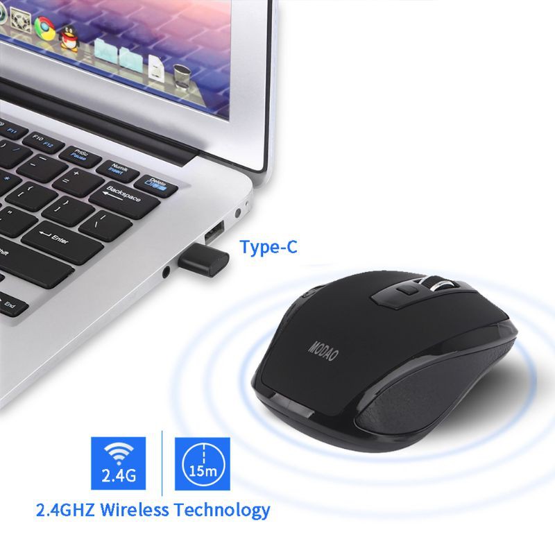 2.4 GHz USB Type C เมาส์ไร้สายเมาส์ตามหลักสรีรศาสตร์ 800/1200/1600 DPI เม้าส์สําหรับ Macbook Pro USB C อุปกรณ์เมาส์สํานักงาน