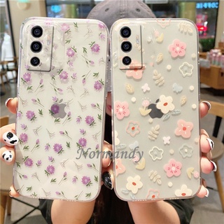 In Stock เคส Transparent Phone Casing Vivo V23E Y72 Y52 X70 Pro 5G 4G Creativity Romantic Side Flowers Silicone Soft Case เคสโทรศัพท์