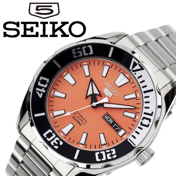 [NEW สินค้าใหม่พร้อมส่ง] นาฬิกาข้อมือผู้ชาย Seiko 5 Sport Automatic รุ่น SRPC55K1 หน้าส้ม