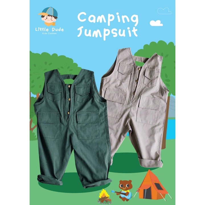 🚚(พร้อมส่ง) ชุดแคมป์ปิ้งสุดฮิต Camping jumpsuit ชุดเอี๊ยมเด็กน่ารัก ชุดแคมป์ปิ้งเด็ก ชุดเดินป่าเด็ก 