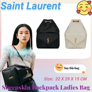 แซงต์โลรองต์  Saint Laurent  ysl กระเป๋าเป้สะพายหลังหนังแกะ/กระเป๋าสุภาพสตรี/กระเป๋าเป้สะพายหลัง/หนังแกะ/รูปแบบล่าสุด/ขอ