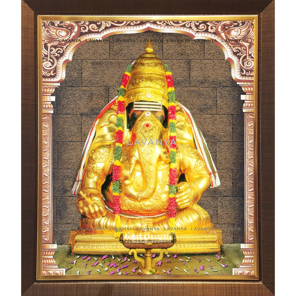 Karpaga Vinayagar Digital Photo พร้อมเคลือบและกรอบ (L018B)