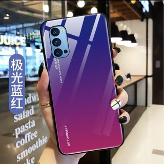 [ส่งจากไทย] Case OPPO Reno4 เคสกระจกสองสี เคสเงาไล่สี ขอบนิ่ม เคสกันกระแทก สีกระจกเทมเปอร์ปลอกแก้วฝาหลังกันชน reno4