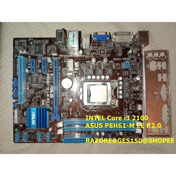 (มือสอง)​ CPU Intel i3 2100 + เมนบอร์ดASUS P8H61-M LE R2.0  ซ็อคเกต1155