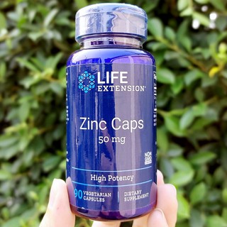 50% OFF ราคา Sale!!! EXP: 12/23. Zinc Caps High Potency 50 mg 90 Vegetarian Capsules (Life Extension®)