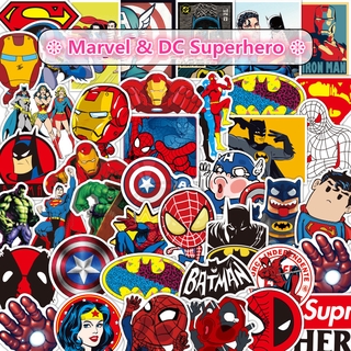 50Pcs/Set ❉ Marvel &amp; DC Superhero Series 01 สติ๊กเกอร์ ❉ Captain America Iron Man Spiderman Batman Superman Deadpool DIY Fashion Mixed Waterproof Doodle Decals สติ๊กเกอร์