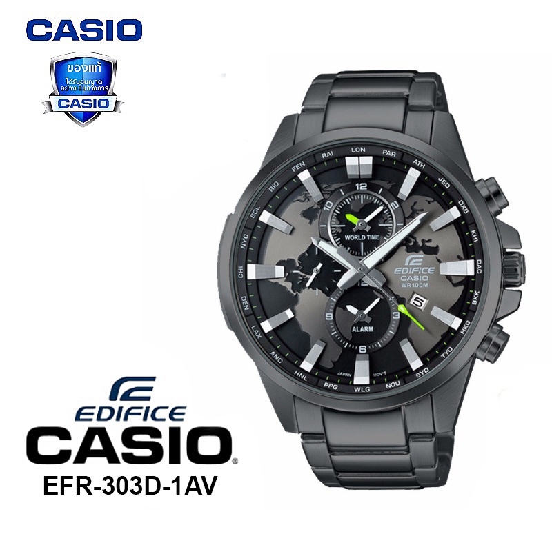 นาฬิกาคาสิโอ EDIFICE รุ่น EFR-303BK-1A กันน้ำ รับประกัน 1 ปี