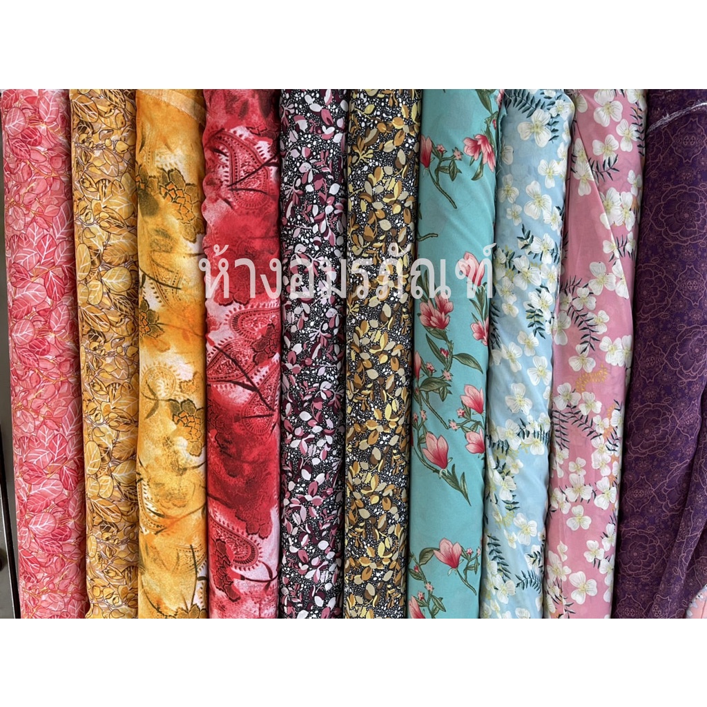 ผ้าเมตร ผ้าชีฟอง ญี่ปุ่น ลายดอก ผ้าจอเจีย เนื้อนอก หน้ากว้าง 60 นิ้ว ชุดที่5 มาใหม่ หน่วยขายเป็นเมตร